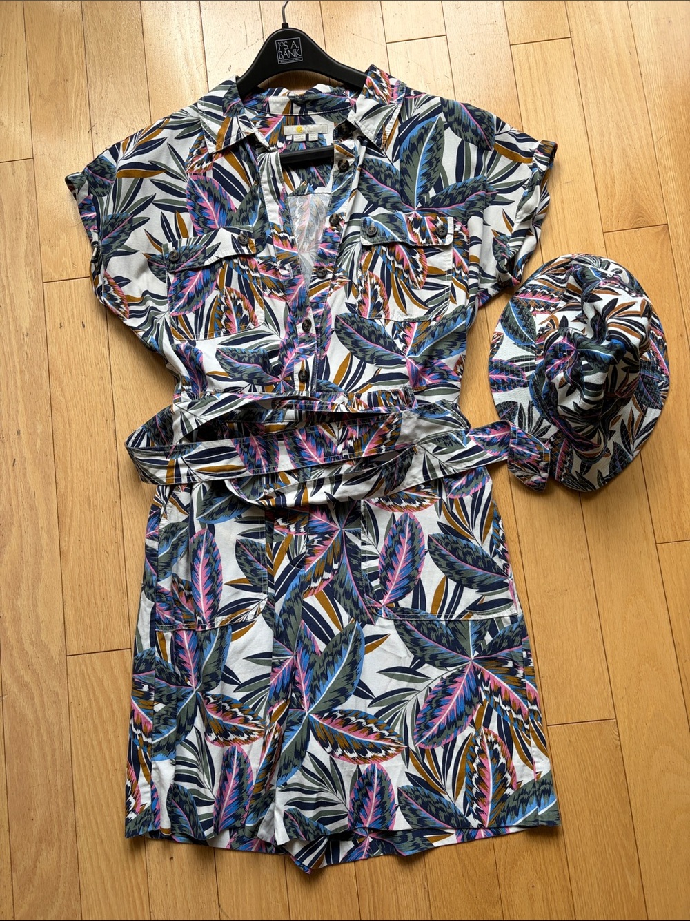 Boden Multicolor Tropical Leaf Short-Sleeve Romper